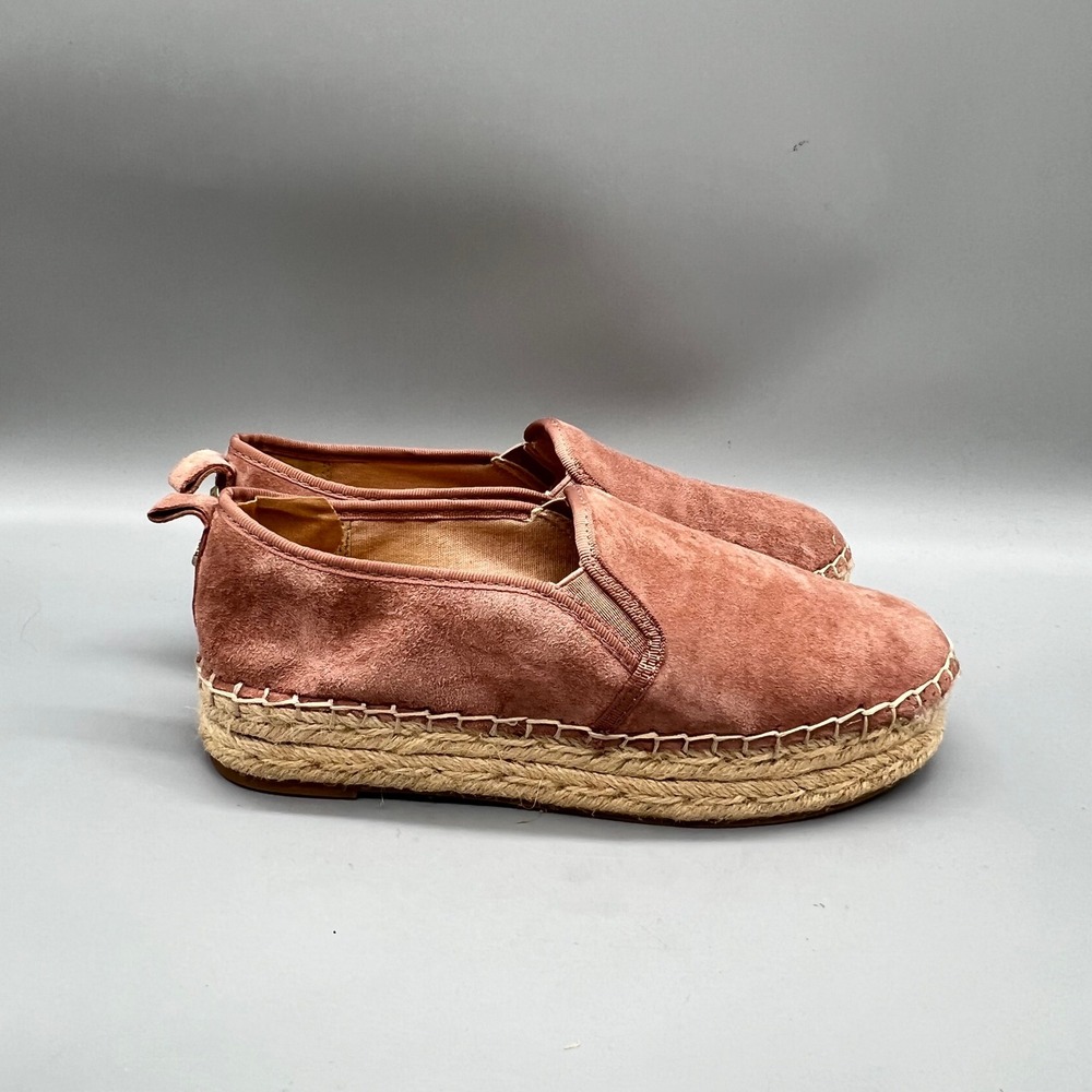 Sam Edelman Shoes Women 6.5 Pink Suede Platform Espadrille Flat Slip On Moccasin